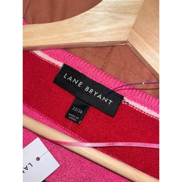 NWT Lane Bryant Pink Striped Pullover V-neck Long Tunic Women's Plus Size 22/24 - Picture 6 of 11